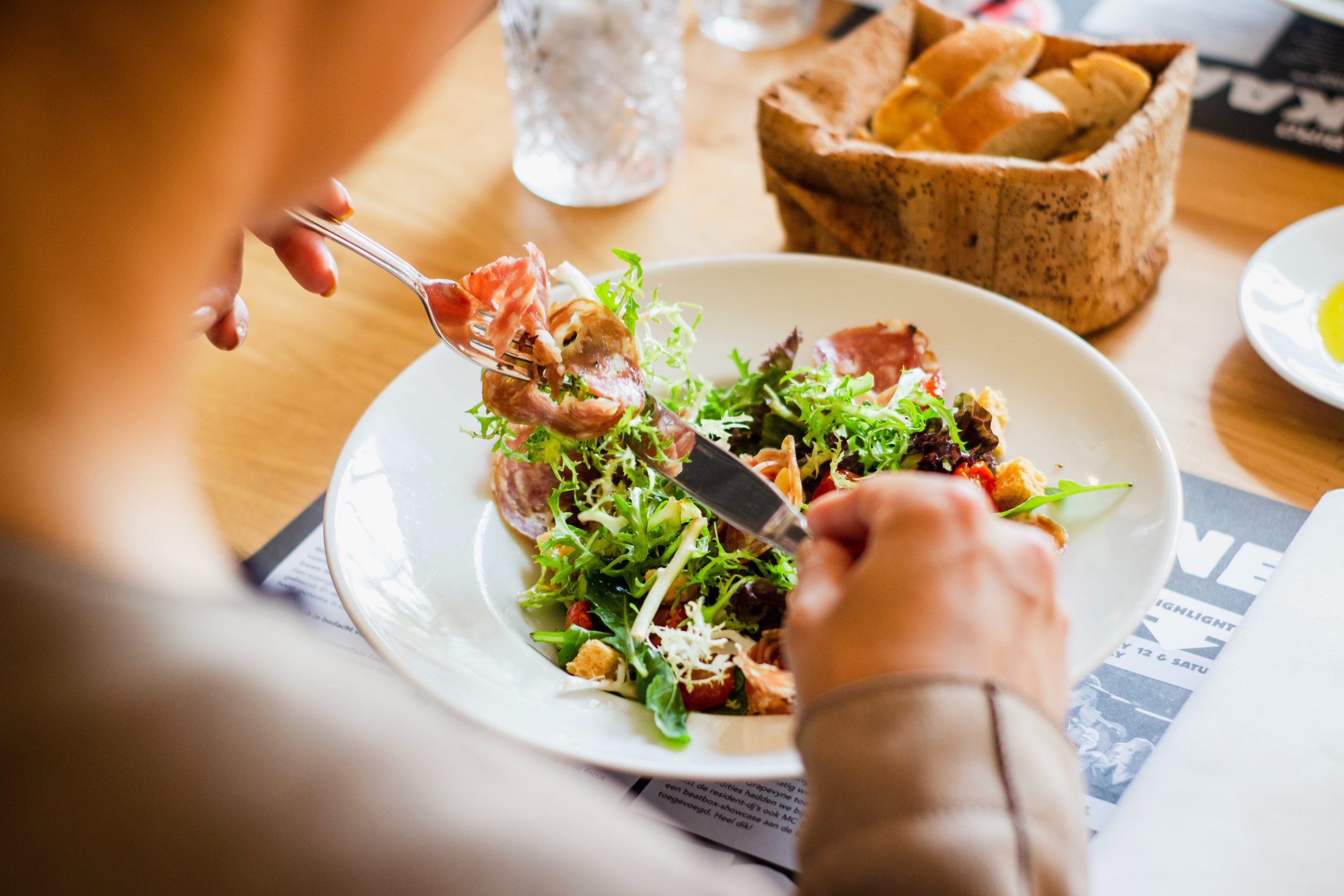 Prise d'un repas diététique